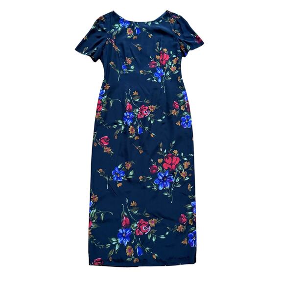 Maggy London Dresses & Skirts - Vintage 90's Maggy London Black Floral Silk Open Back Maxi Dress Size 12